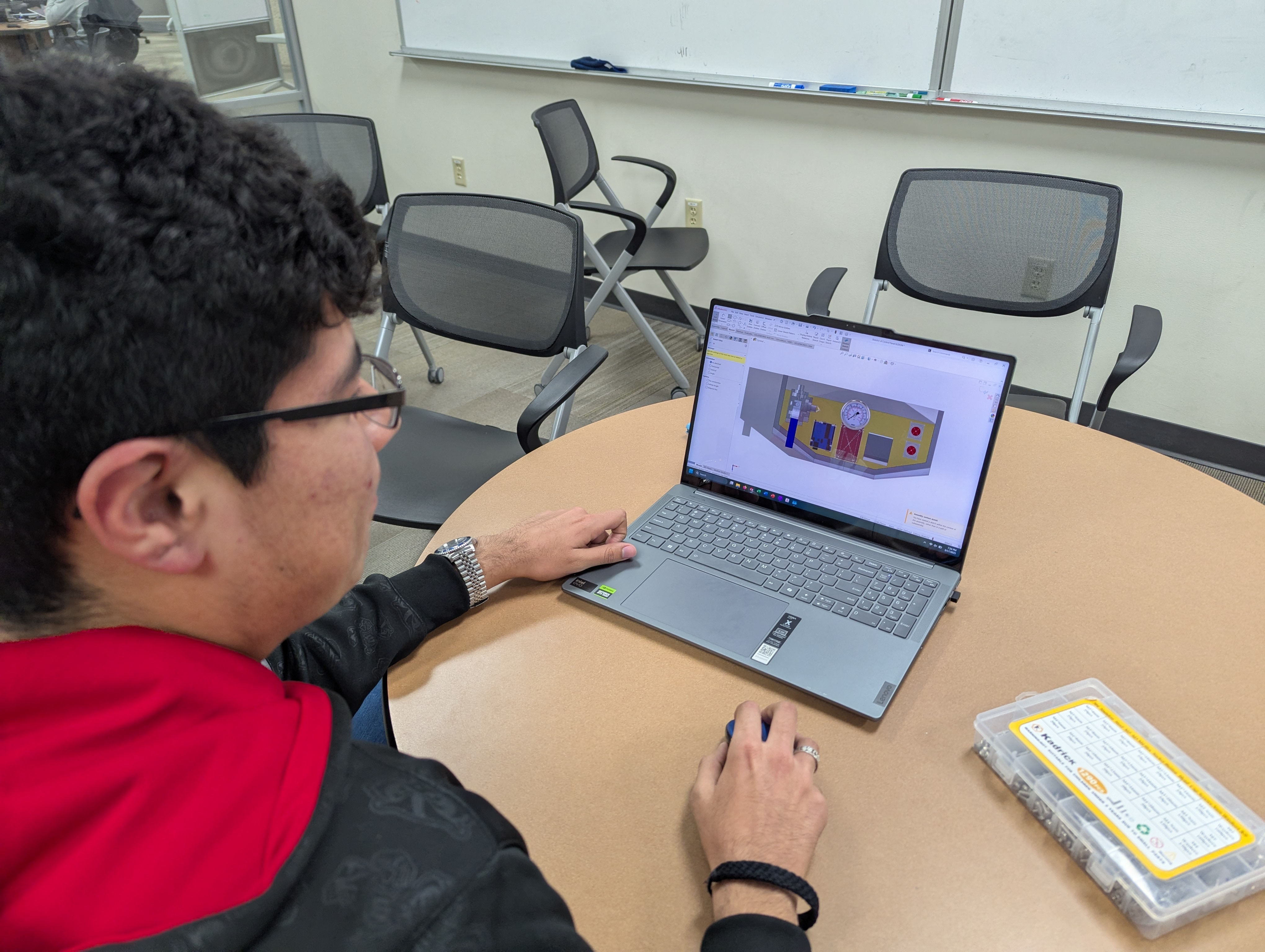 Reviewing the launch assembly in SolidWorks