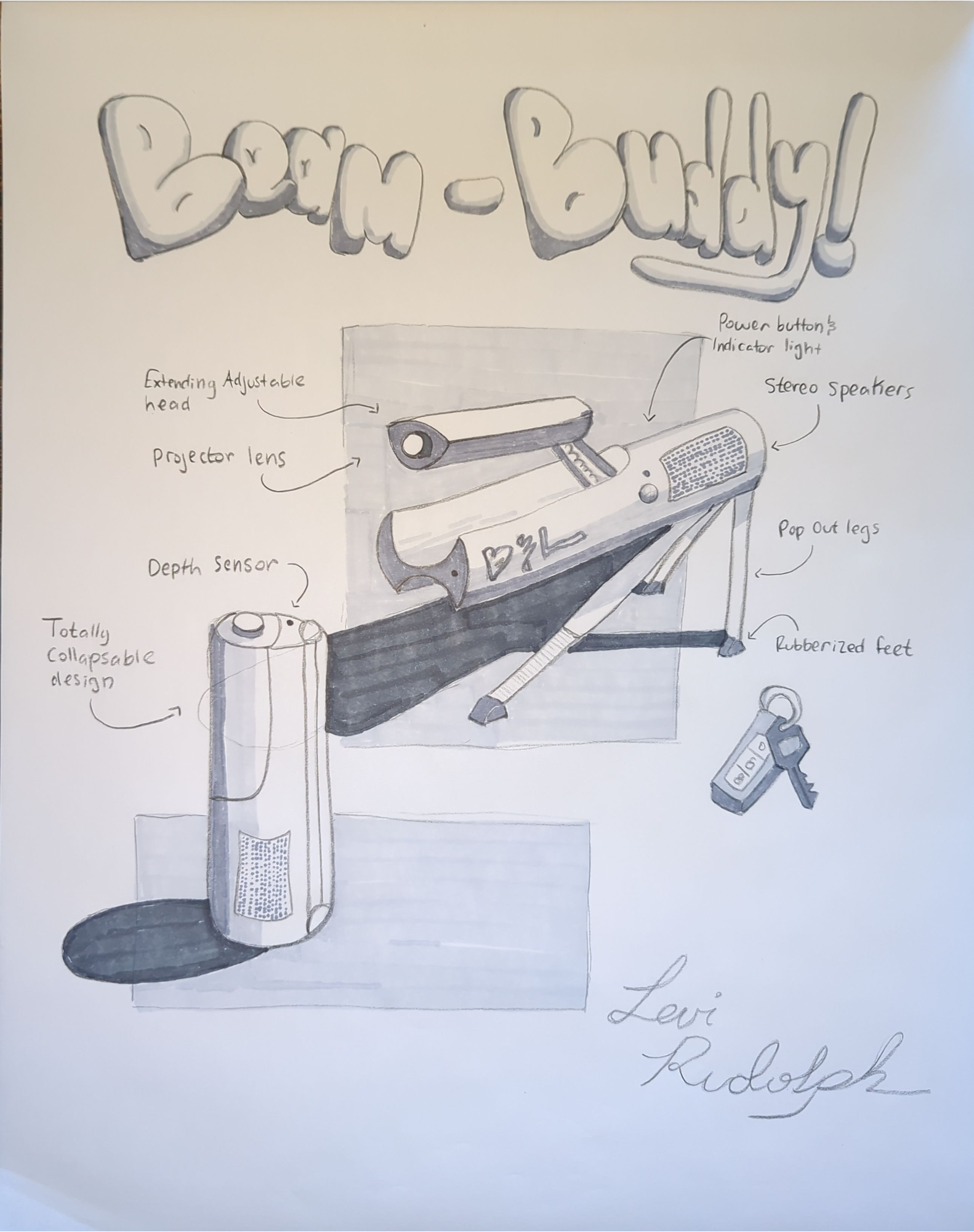 Folding projector robot — design document, page 1